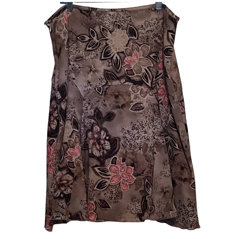 R. Q. T. Women's Brown Tan Orange Pleated Skirt‎ Side Zipper Size 18